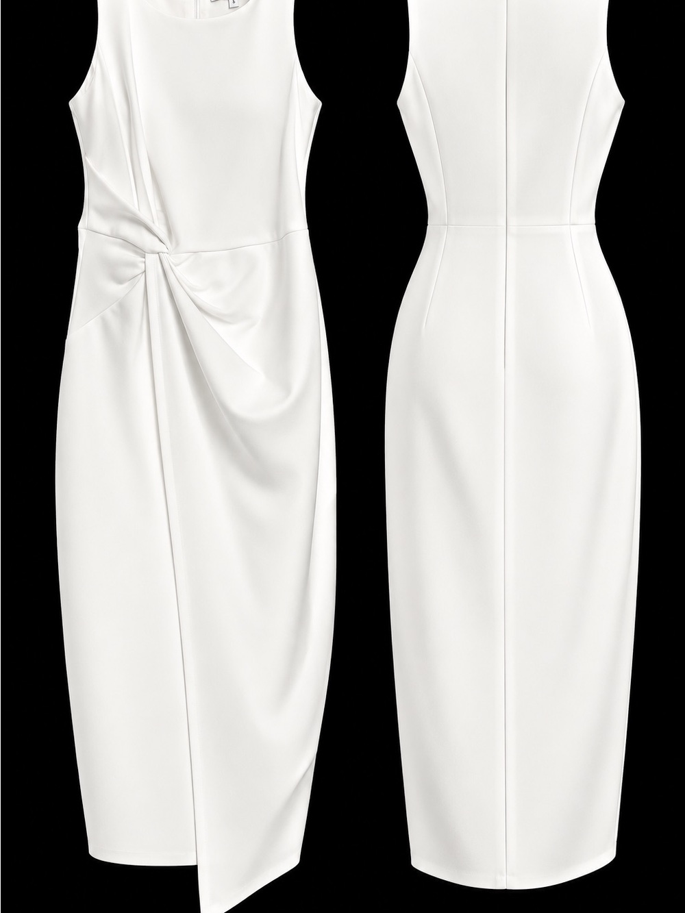 Sienna Collection Sleeveless White Twist-Detail Sheath Dress